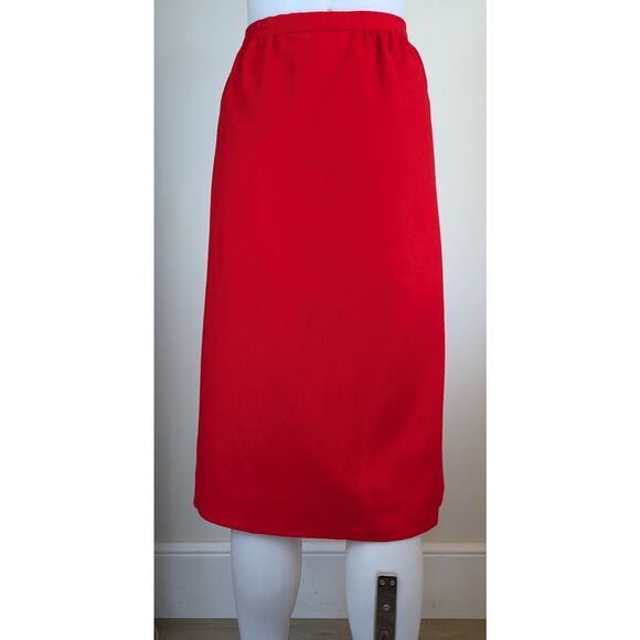 Pendleton A-Line Skirt 10 Red Wool Midi Pockets VTG 80s Classic Preppy Holiday - Picture 5 of 9